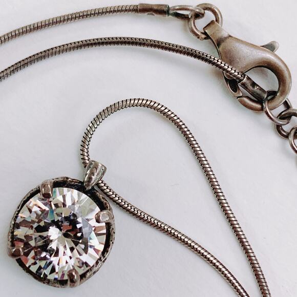 Silpada N1969 Sterling Silver Necklace CZ Pendant Modern Snake Chain Jewelry - Picture 9 of 16